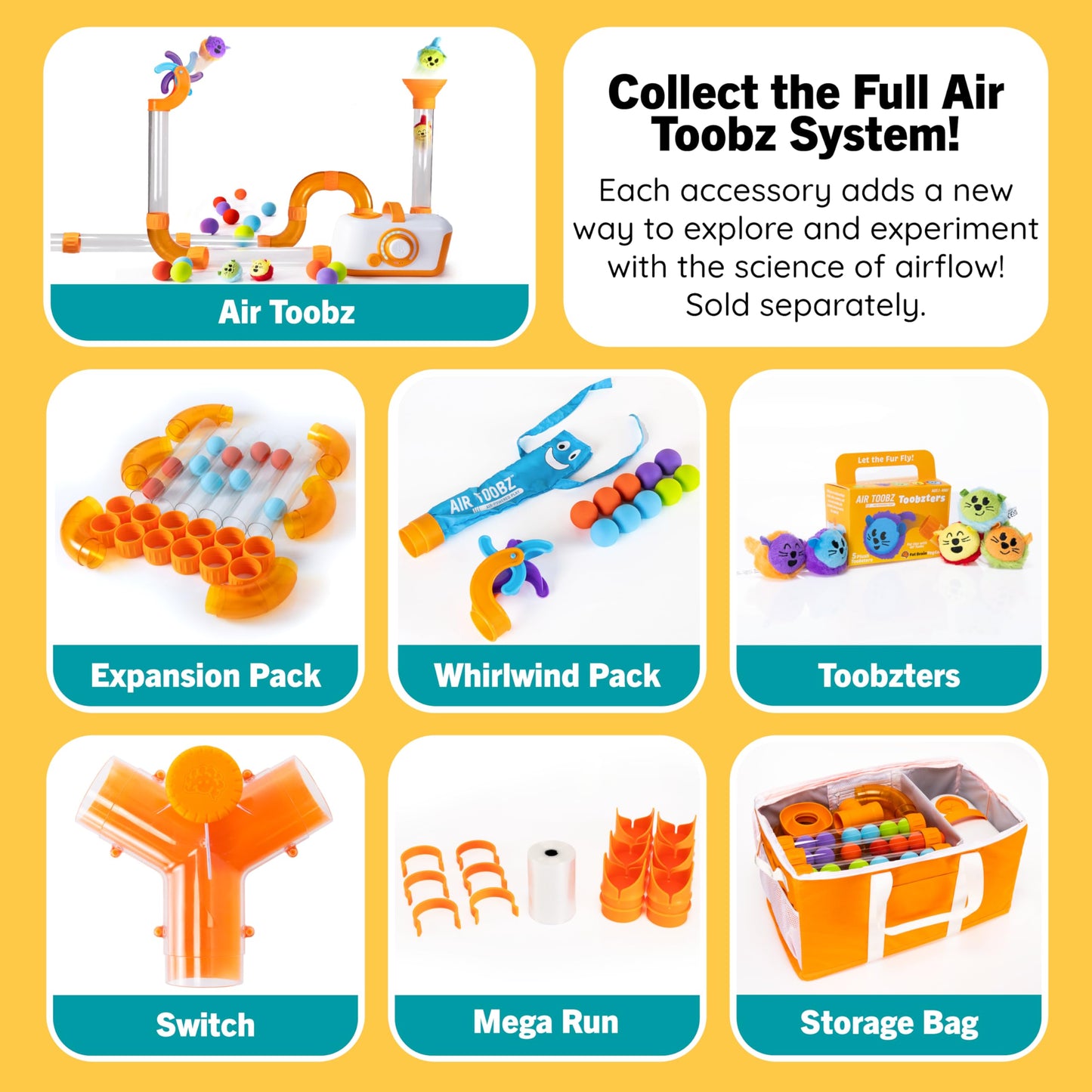 Fat Brain Toys The Original Air Toobz, Air-Powered STEM Building Toys for Kids & Teens, Kids Building Toys, STEM Toys for 3+ Year Old