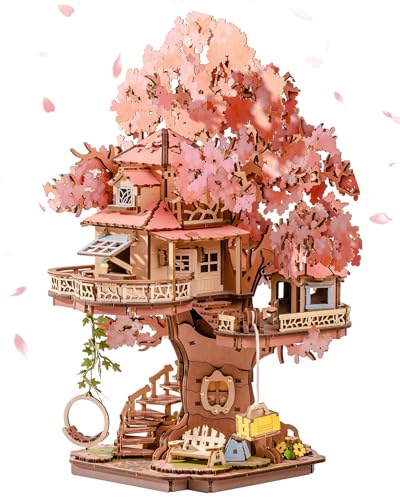 Rolife DIY Miniature House Kits Sakura Tree House 12" 3D Wooden Puzzles