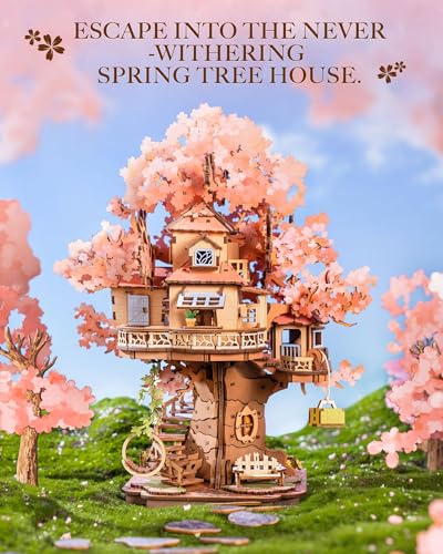 Rolife DIY Miniature House Kits Sakura Tree House 12" 3D Wooden Puzzles