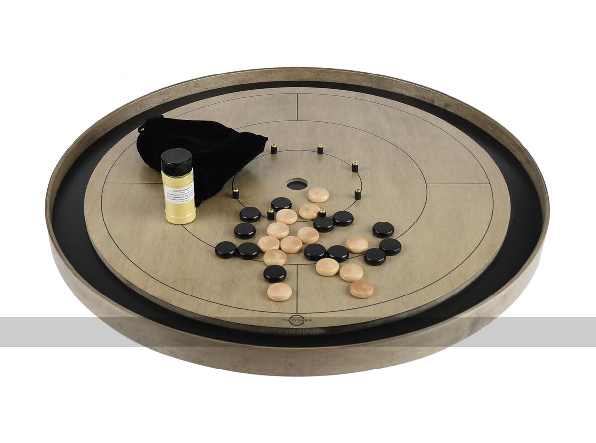 Tracey 'Gray Rock' Crokinole Board (Dark Gray Ditch and Hole with 26 disks)