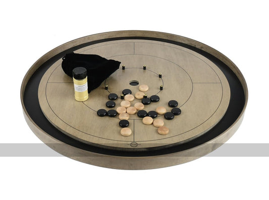 Tracey 'Gray Rock' Crokinole Board (Dark Gray Ditch and Hole with 26 disks)