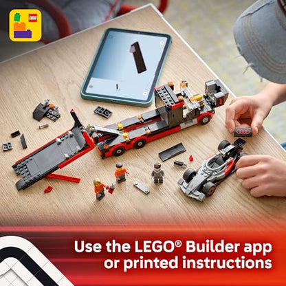 LEGO City F1 Display Truck with Audi F1 Race Car - Building Toy for Boys & Girls, Ages 7+ - F1 Car Toy for Pretend Play - Gift for Birthdays - 60493