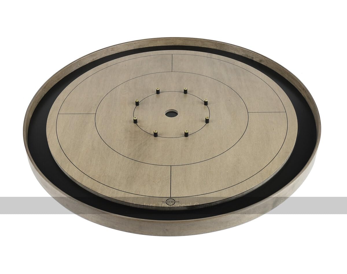 Tracey 'Gray Rock' Crokinole Board (Dark Gray Ditch and Hole with 26 disks)