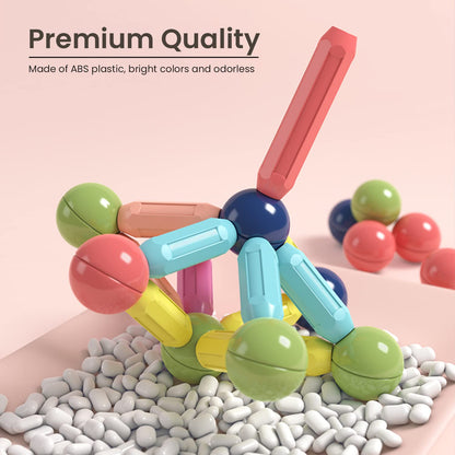 BAKAM Magnetic Building Blocks for Kids Ages 4-8, STEM Construction Toys for Boys and Girls, Large Size Magnet Sticks and Balls Game Set for Kid’s Early Educational Learning