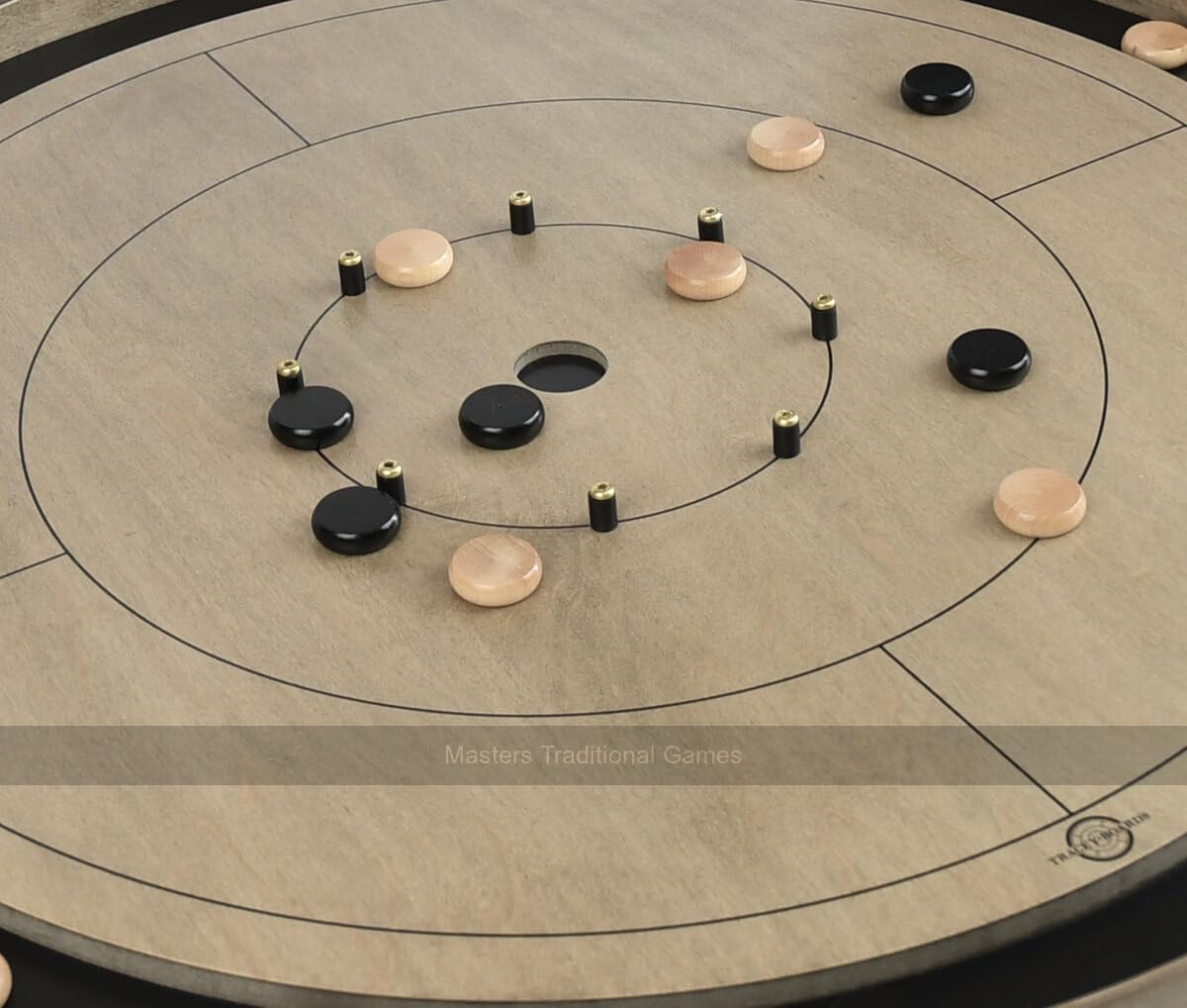Tracey 'Gray Rock' Crokinole Board (Dark Gray Ditch and Hole with 26 disks)