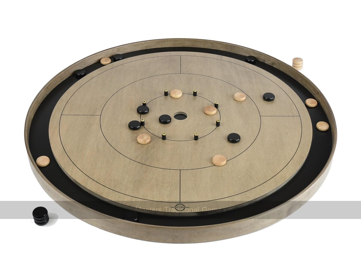 Tracey 'Gray Rock' Crokinole Board (Dark Gray Ditch and Hole with 26 disks)