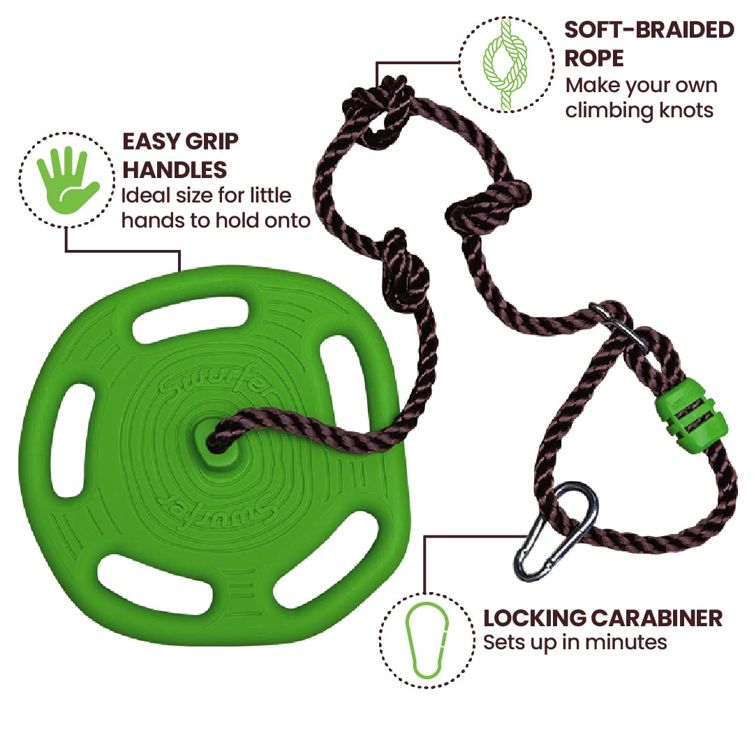 Swurfer Disco Tree Swing - Swing Sets for Backyard, Outdoor Swing, Swingset Outdoor for Kids, Easy Installation, Heavy Duty, Adjustable Climbing Rope, Weather Resistant