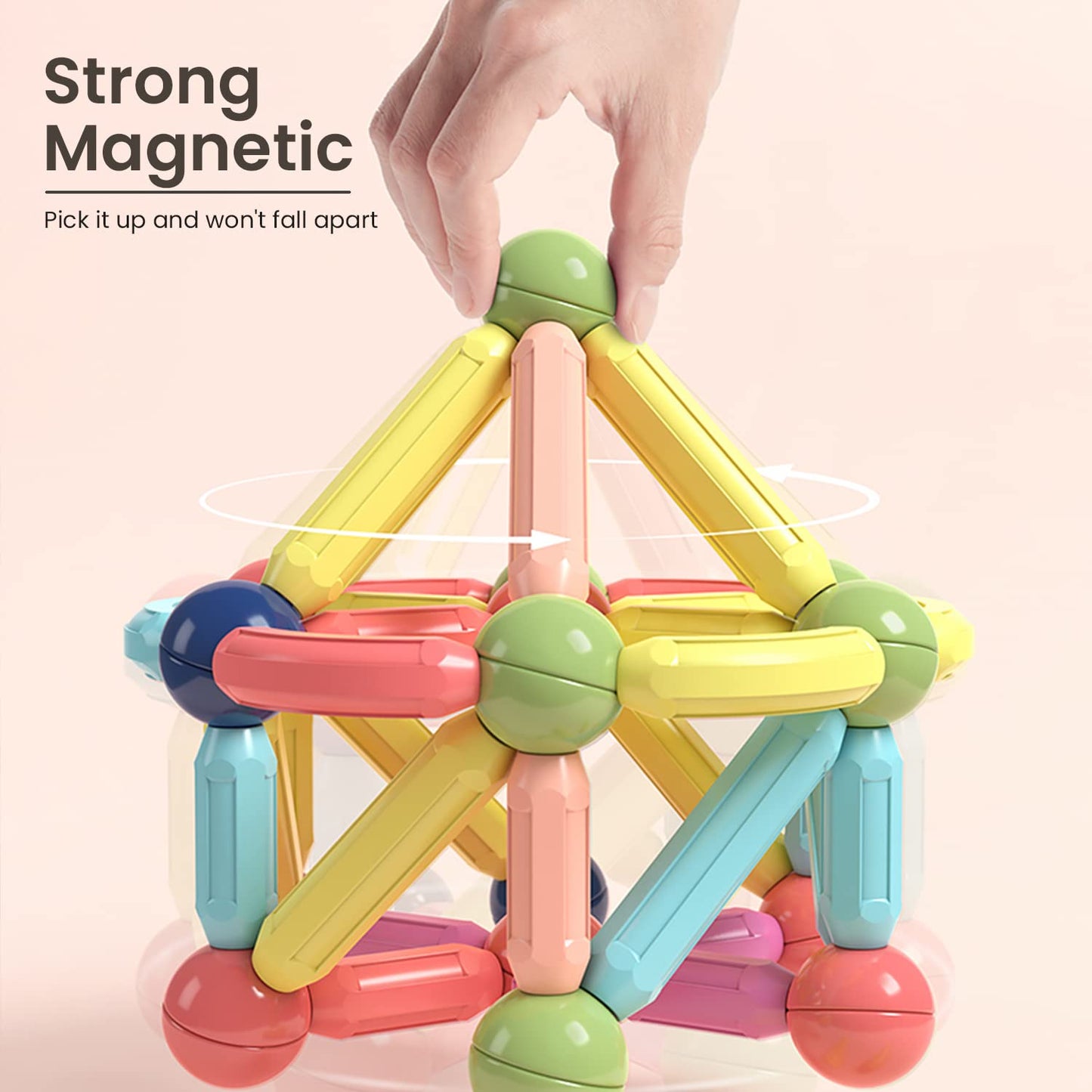 BAKAM Magnetic Building Blocks for Kids Ages 4-8, STEM Construction Toys for Boys and Girls, Large Size Magnet Sticks and Balls Game Set for Kid’s Early Educational Learning