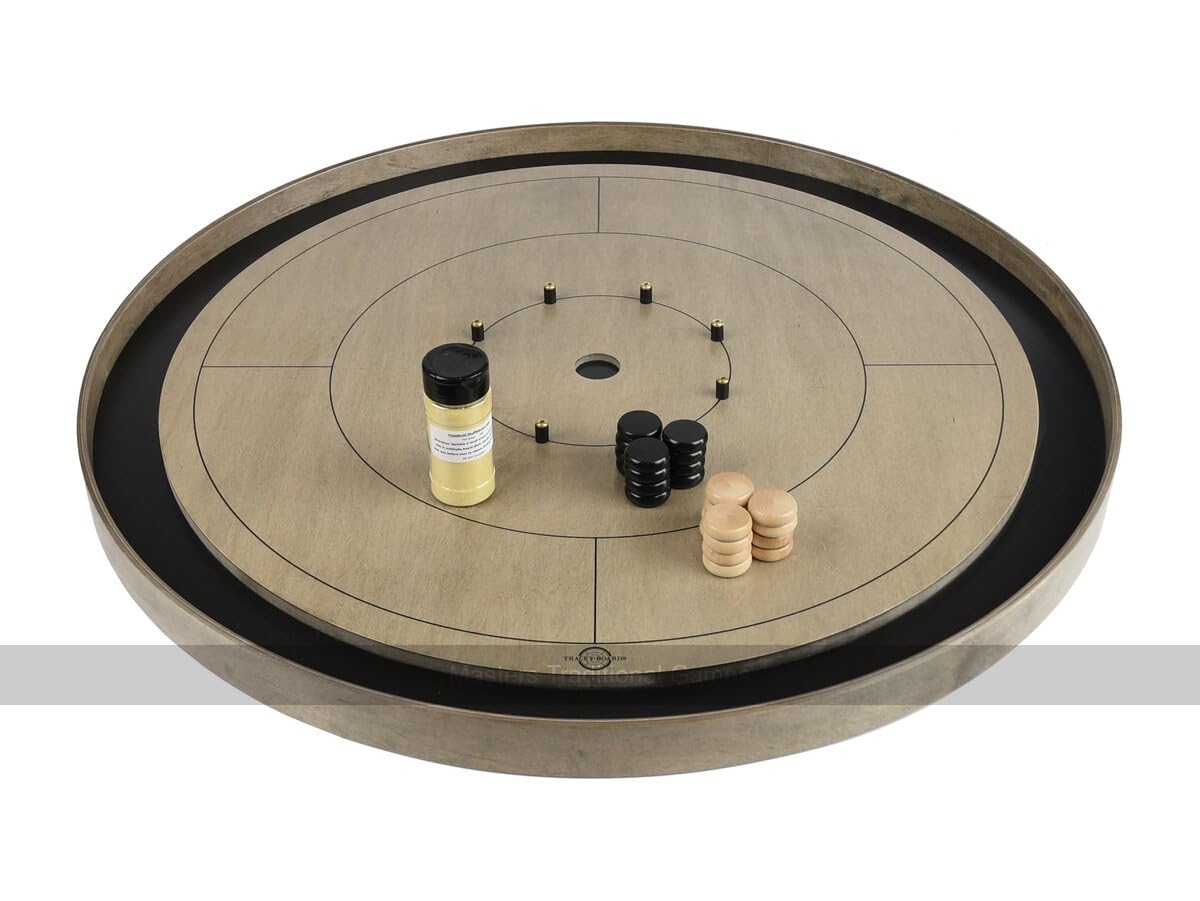 Tracey 'Gray Rock' Crokinole Board (Dark Gray Ditch and Hole with 26 disks)