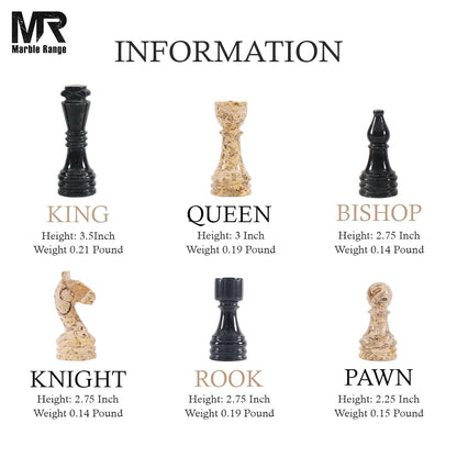 Marble Chess Set 15 Inch Handmade Board Game with Storage Box, Classic Travel Chess Set for Adults with Pieces & 2 Extra Queens, Elegant Gift & Home Décor