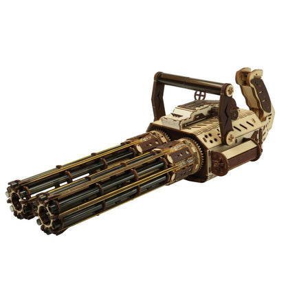 3D Wooden Puzzle Gun for Adults, Rubber Band 3D Puzzle, Gatling Gun Model Building Kit, 344pcs Wood Puzzles DIY Building Model Kits - Excellent for Adult, Teens, and Craft Enthusiasts