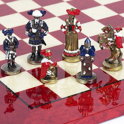 Via Roma Hand Painted Italian Chess Pieces.