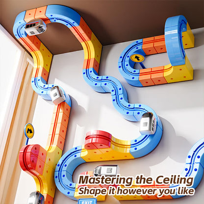 Electric Train Set,Car Track for Toddlers, for Kids 3 4 5 6 7 8 Years Old,Gravity-Defying 3D Embedded Layouts & Motorized Car,STEM Learning Toy Gift for Toddlers Birthday