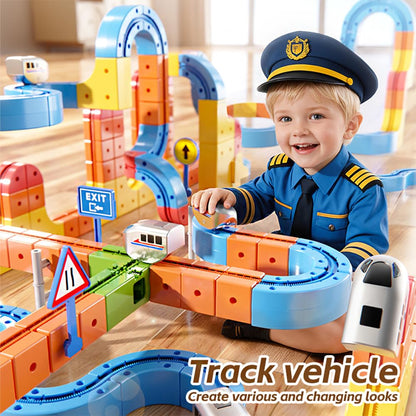 Electric Train Set,Car Track for Toddlers, for Kids 3 4 5 6 7 8 Years Old,Gravity-Defying 3D Embedded Layouts & Motorized Car,STEM Learning Toy Gift for Toddlers Birthday