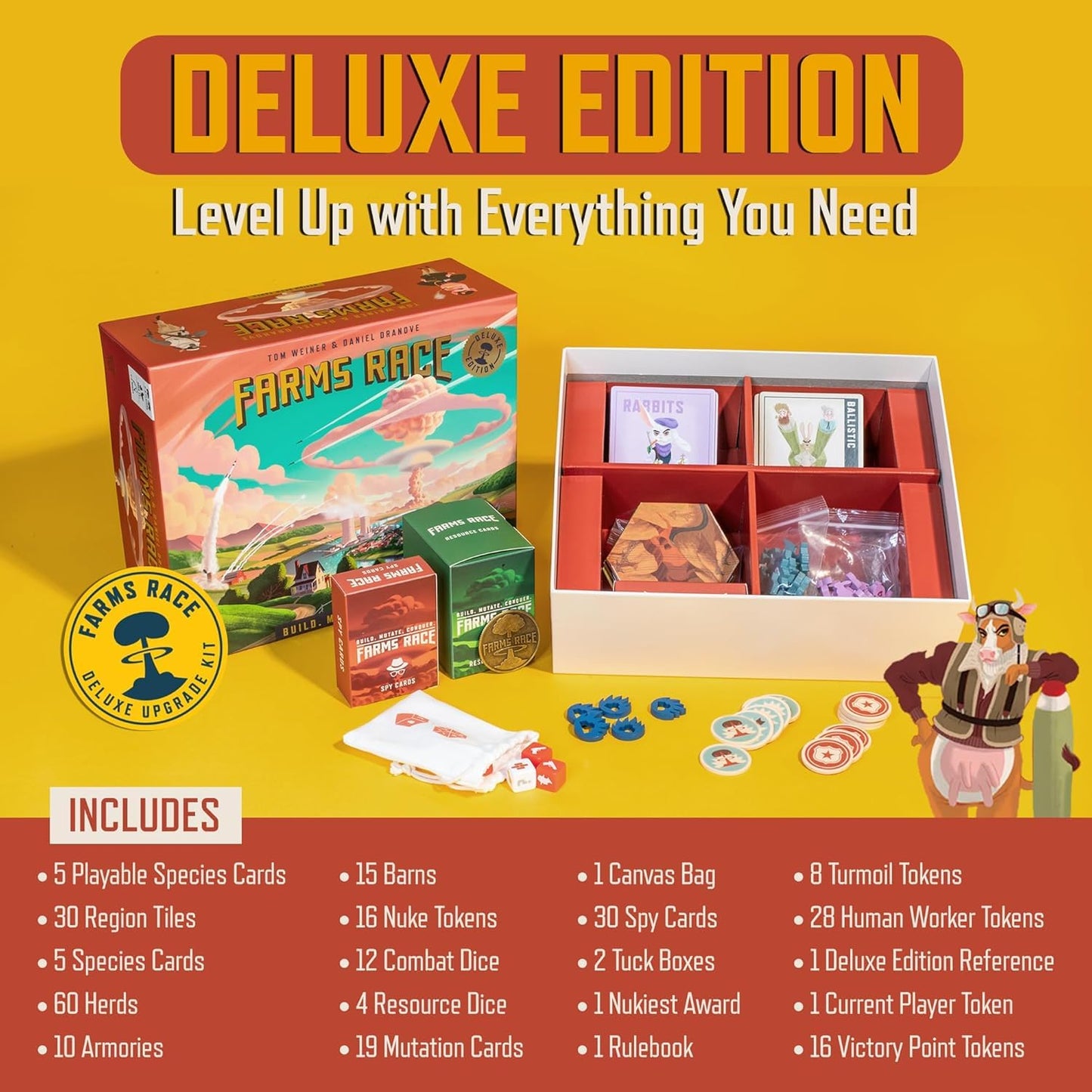 Farms Race Game - Nuke Your Friends. 1-2 Hour Strategy Board Game for Adults and Family. Mensa Select Winner. Ages 14+.