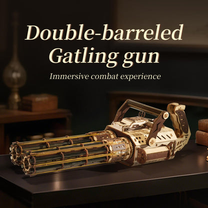3D Wooden Puzzle Gun for Adults, Rubber Band 3D Puzzle, Gatling Gun Model Building Kit, 344pcs Wood Puzzles DIY Building Model Kits - Excellent for Adult, Teens, and Craft Enthusiasts
