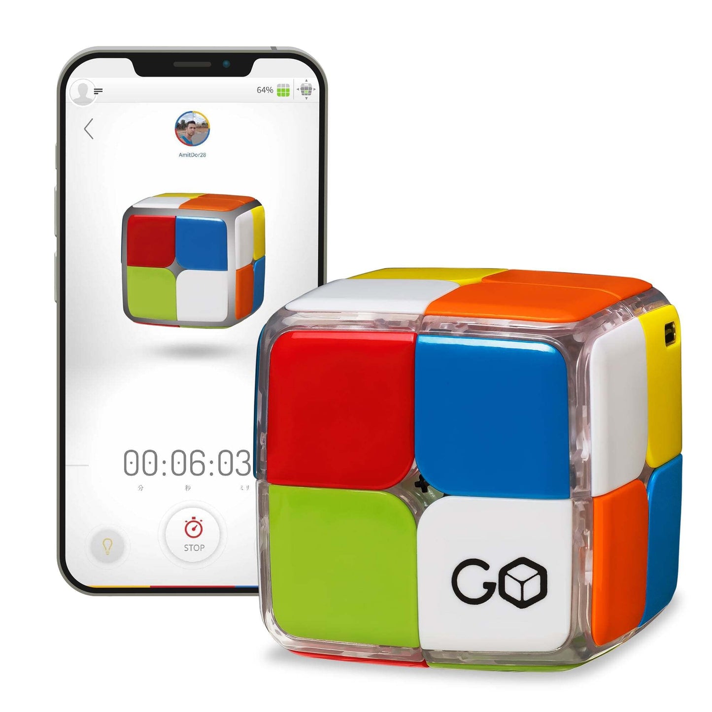 GoCube - Connected Electronic Bluetooth Cube. Smart Cube 3x3 Magnetic Stickerless Speed Cube for Kids, Teens & Adults. STEM Puzzle Toy Cube Game. Free App