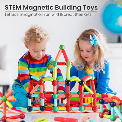 BAKAM Magnetic Building Blocks for Kids Ages 4-8, STEM Construction Toys for Boys and Girls, Large Size Magnet Sticks and Balls Game Set for Kid’s Early Educational Learning