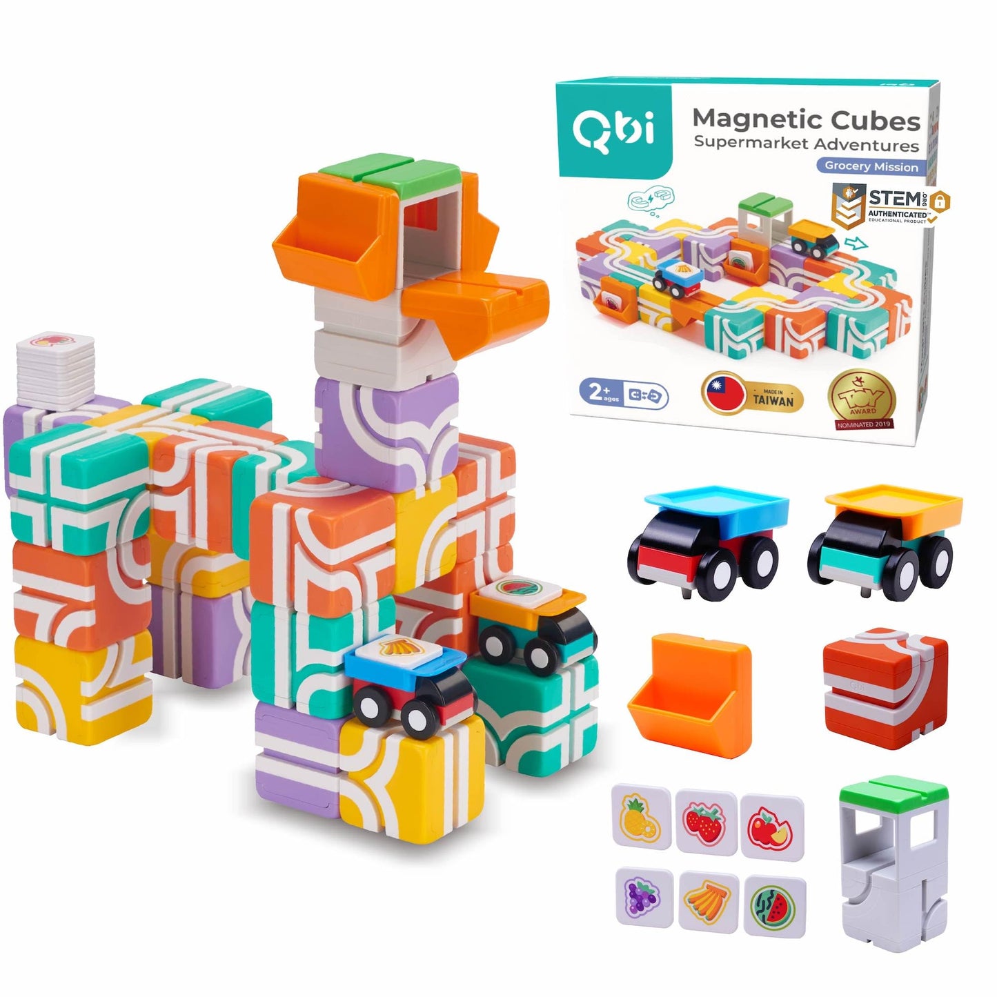 QBI Toy Magnet Building Tiles Sets for 2-5 Years Old Kids