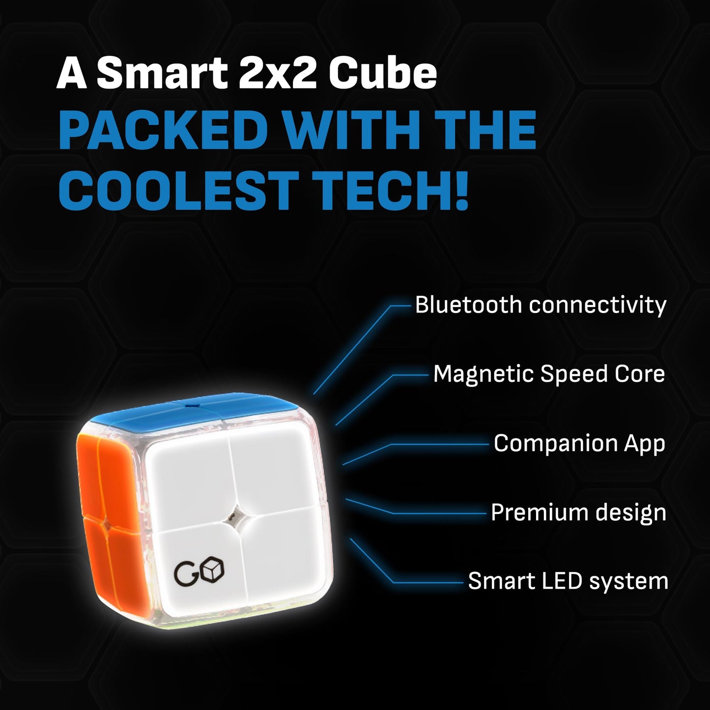 GoCube - Connected Electronic Bluetooth Cube. Smart Cube 3x3 Magnetic Stickerless Speed Cube for Kids, Teens & Adults. STEM Puzzle Toy Cube Game. Free App