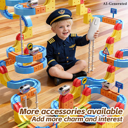 Electric Train Set,Car Track for Toddlers, for Kids 3 4 5 6 7 8 Years Old,Gravity-Defying 3D Embedded Layouts & Motorized Car,STEM Learning Toy Gift for Toddlers Birthday