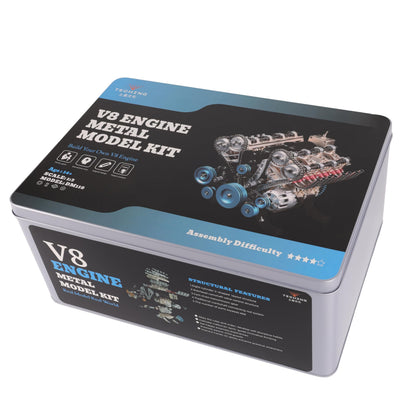 TECHING Metal V8 Engine Model Kit that Works, 500+ Pieces for Adults