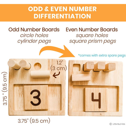 LITTLE BUD KIDS Counting Pegs - A Ten Frame Math Game with Addition and Subtraction Flash Cards, A Wooden Montessori Math Toy & Math Manipulatives Number Peg Boards for Kids 3 4 5 6 7