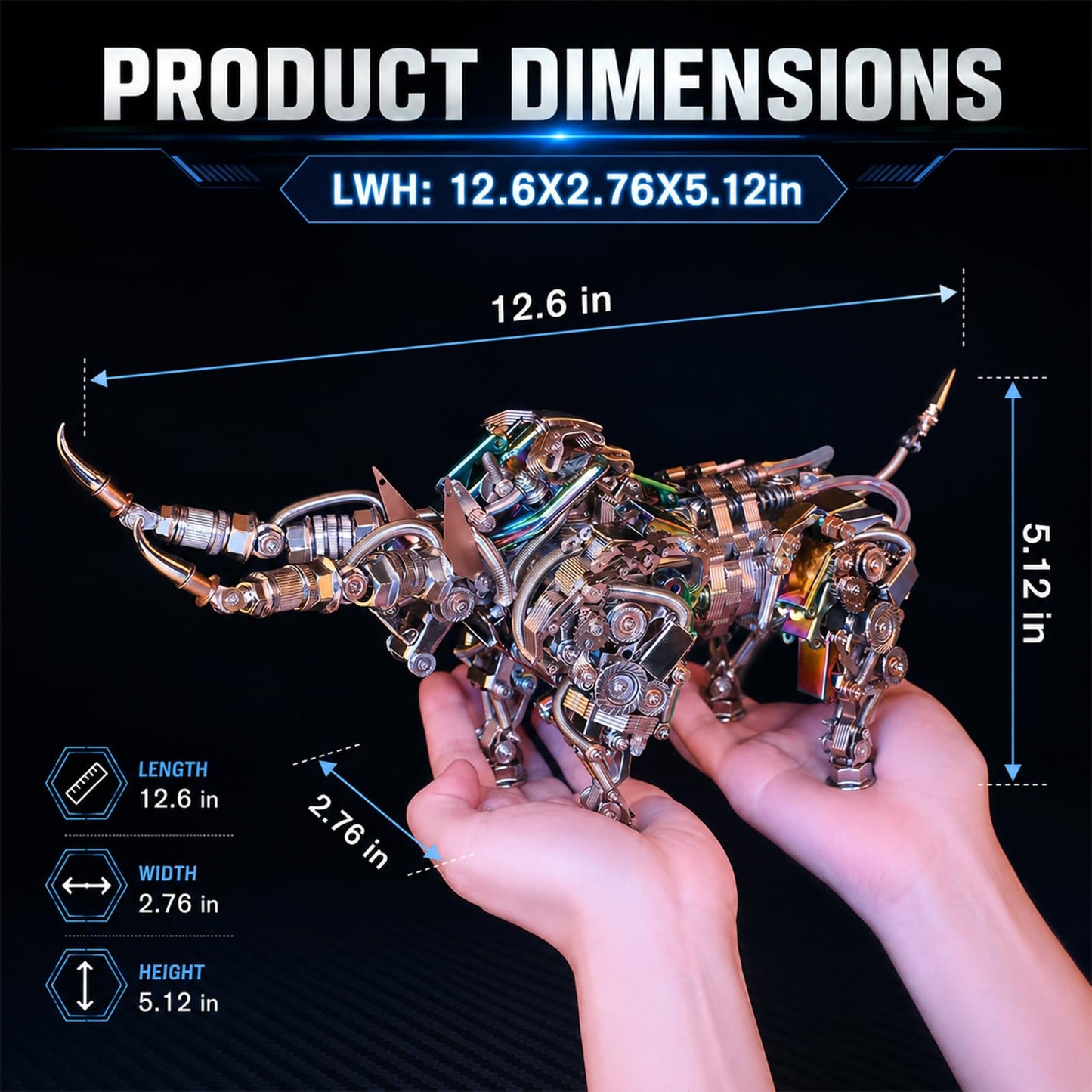 Adult 3D Metal Puzzles Bison Metal Model Kits 3D Metal Puzzles Mechanical Bulls Building Blocks Difficult DIY Assembly - High-end Gifts for Men