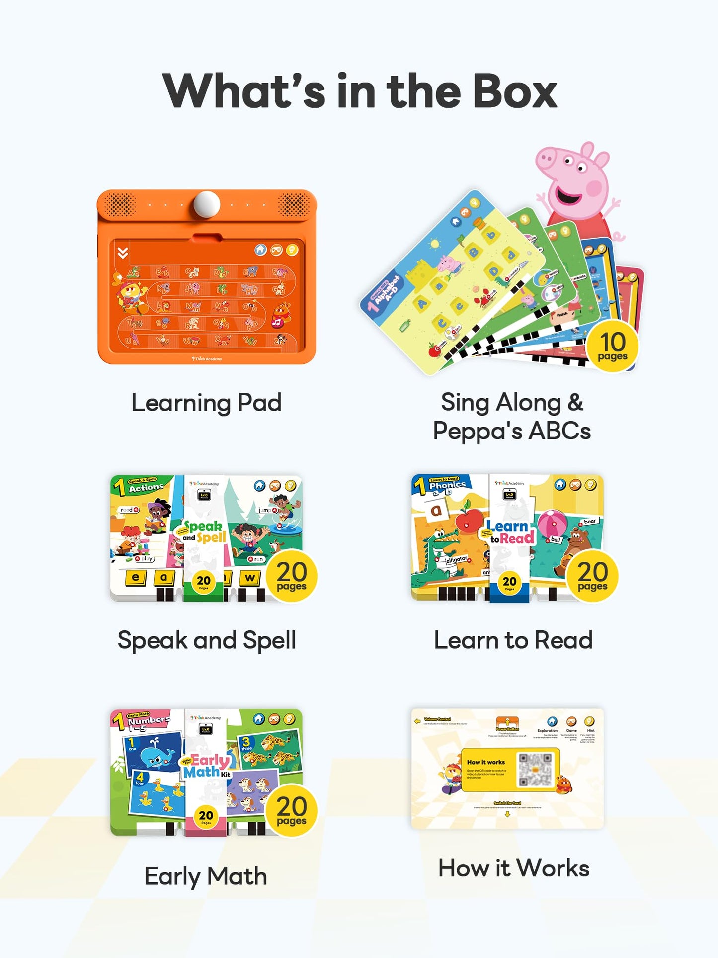 Think Academy Learning Pad with Flash Cards for 3 4 5 Years Old Boys Girls