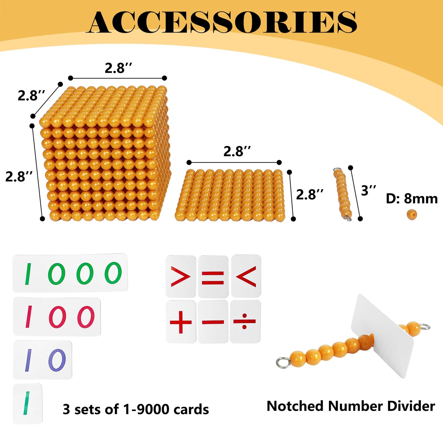 Montessori Golden Beads，Montessori Counting Beads，Montessori Math Materials，Preschool Education Toys Math Bank Game