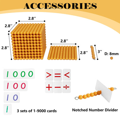 Montessori Golden Beads，Montessori Counting Beads，Montessori Math Materials，Preschool Education Toys Math Bank Game