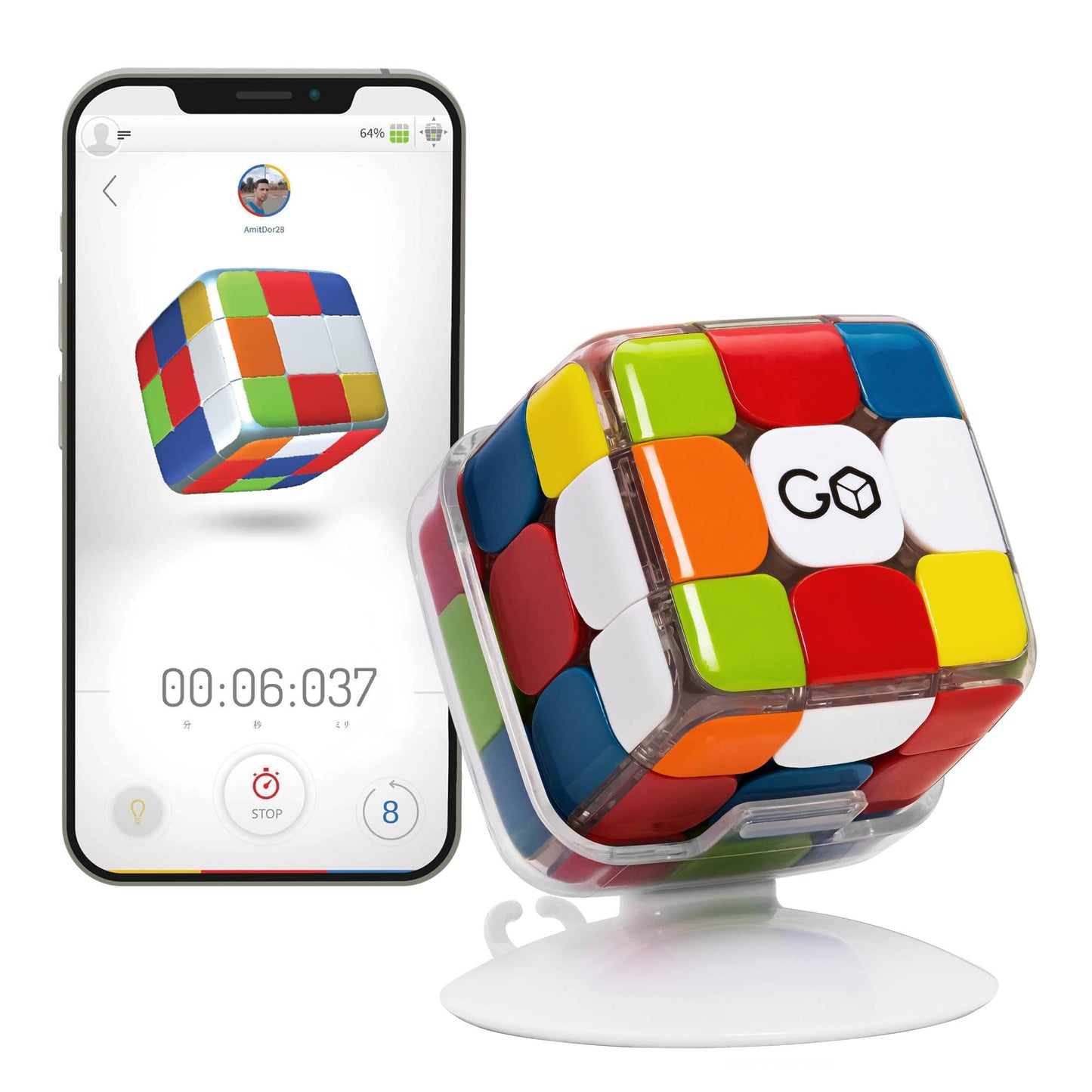 GoCube - Connected Electronic Bluetooth Cube. Smart Cube 3x3 Magnetic Stickerless Speed Cube for Kids, Teens & Adults. STEM Puzzle Toy Cube Game. Free App