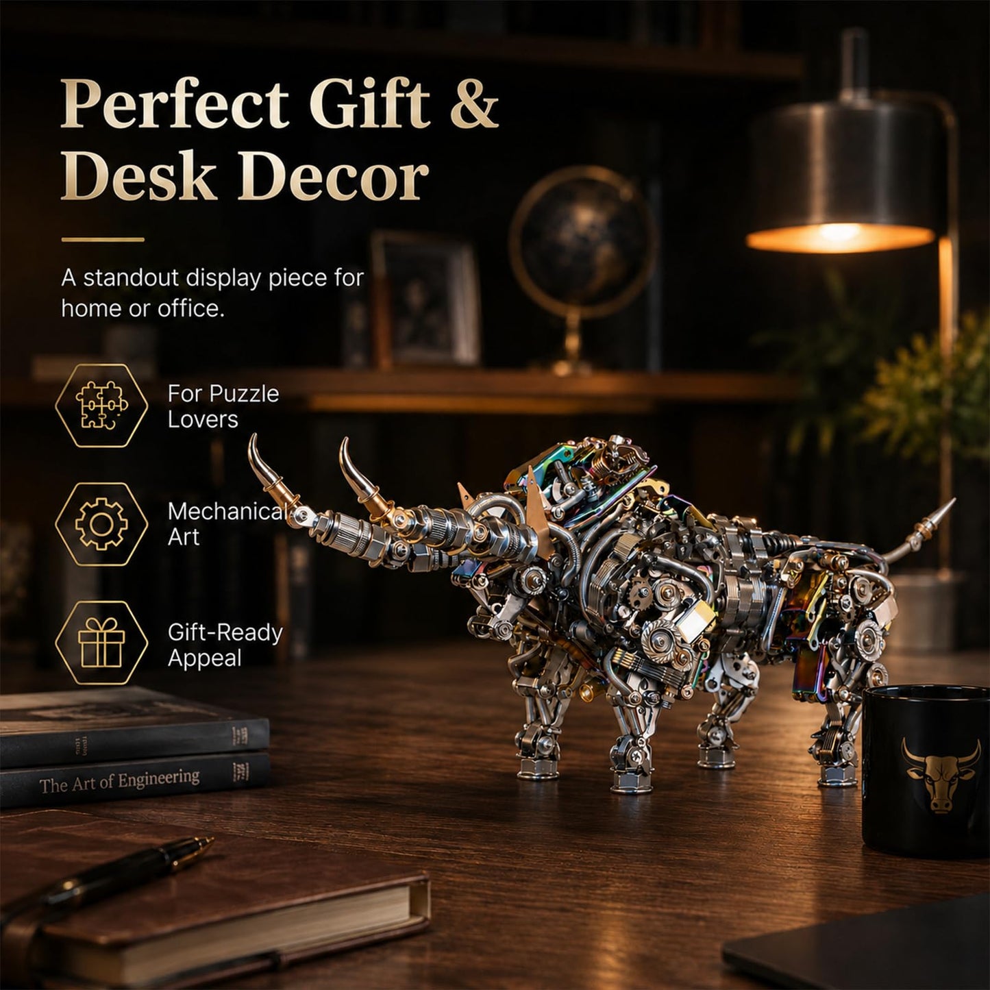 Adult 3D Metal Puzzles Bison Metal Model Kits 3D Metal Puzzles Mechanical Bulls Building Blocks Difficult DIY Assembly - High-end Gifts for Men