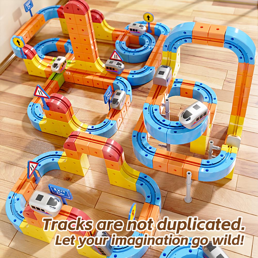 Electric Train Set,Car Track for Toddlers, for Kids 3 4 5 6 7 8 Years Old,Gravity-Defying 3D Embedded Layouts & Motorized Car,STEM Learning Toy Gift for Toddlers Birthday
