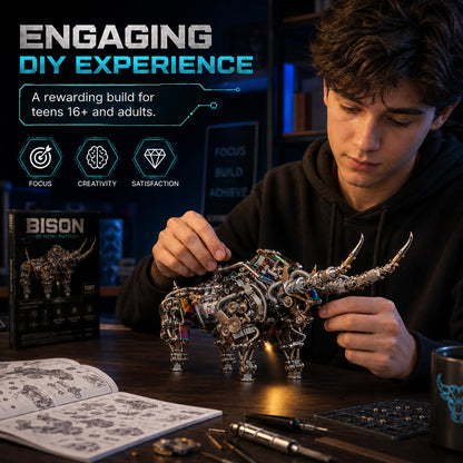 Adult 3D Metal Puzzles Bison Metal Model Kits 3D Metal Puzzles Mechanical Bulls Building Blocks Difficult DIY Assembly - High-end Gifts for Men