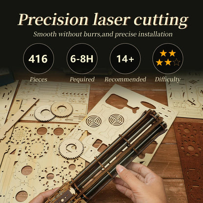 3D Wooden Puzzle Gun for Adults, Rubber Band 3D Puzzle, Gatling Gun Model Building Kit, 344pcs Wood Puzzles DIY Building Model Kits - Excellent for Adult, Teens, and Craft Enthusiasts