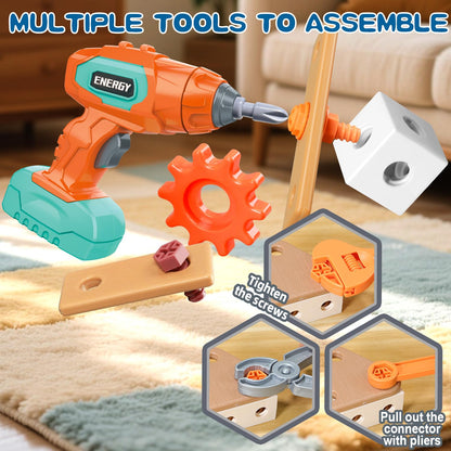 VEAIS Kids Tool Set with Drill, 148 PCS STEM Building Tools with Storage Box Plastic Todder Tool Set for Boys and Girls Age 3 4 5 6 7 8 Years