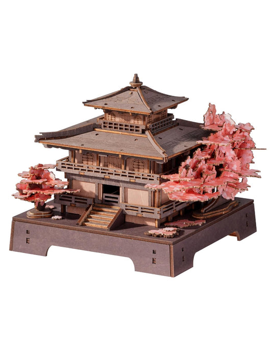 Rowood 3D Puzzles for Adults,DIY Miniature House Kit Japanese Architecture Cherry Blossom Craft Kits,Wooden Model Kit Buiding Set,Home Decor,Chirstmas Birthday Gift-Sakura Pavilion