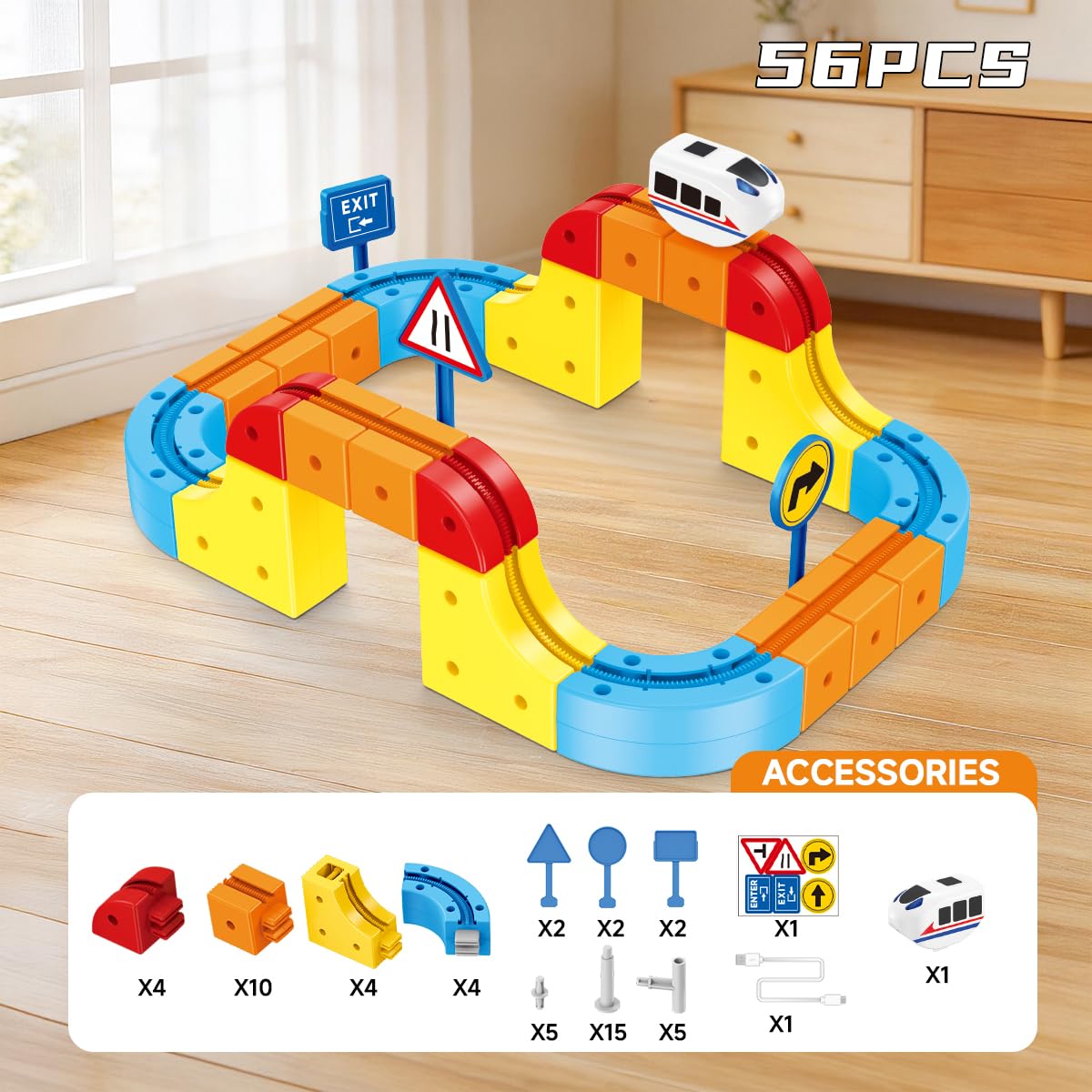 Electric Train Set,Car Track for Toddlers, for Kids 3 4 5 6 7 8 Years Old,Gravity-Defying 3D Embedded Layouts & Motorized Car,STEM Learning Toy Gift for Toddlers Birthday