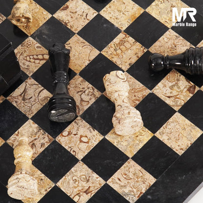 Marble Chess Set 15 Inch Handmade Board Game with Storage Box, Classic Travel Chess Set for Adults with Pieces & 2 Extra Queens, Elegant Gift & Home Décor