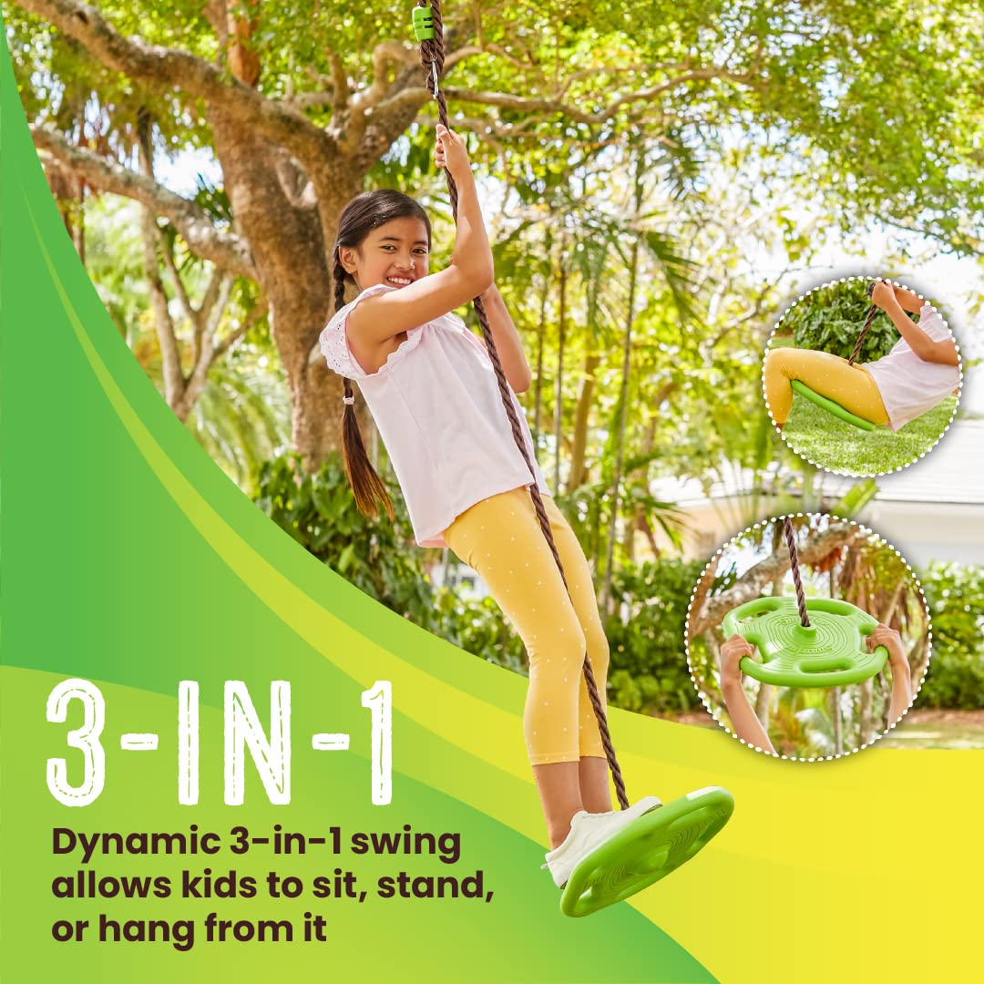 Swurfer Disco Tree Swing - Swing Sets for Backyard, Outdoor Swing, Swingset Outdoor for Kids, Easy Installation, Heavy Duty, Adjustable Climbing Rope, Weather Resistant