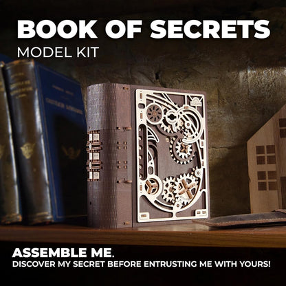 UGEARS Book of Secrets 3D Wooden Puzzles for Adults - Mechanical 3D Puzzle Model Kit - Brain Teaser Puzzles for Adults, DIY Adult Craft Model Building Kits, Wood Puzzle Box, Gift Hobby Set