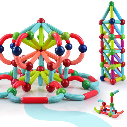 BAKAM Magnetic Building Blocks for Kids Ages 4-8, STEM Construction Toys for Boys and Girls, Large Size Magnet Sticks and Balls Game Set for Kid’s Early Educational Learning