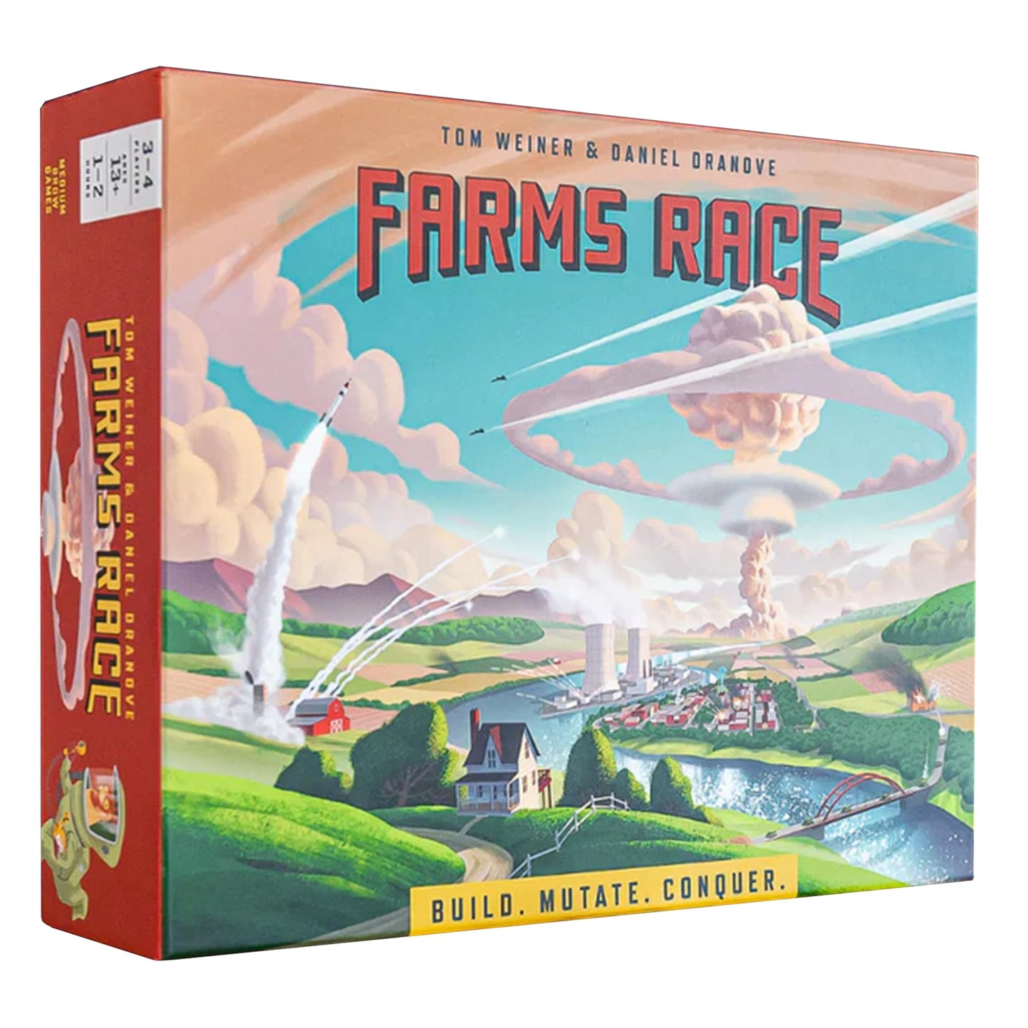 Farms Race Game - Nuke Your Friends. 1-2 Hour Strategy Board Game for Adults and Family. Mensa Select Winner. Ages 14+.