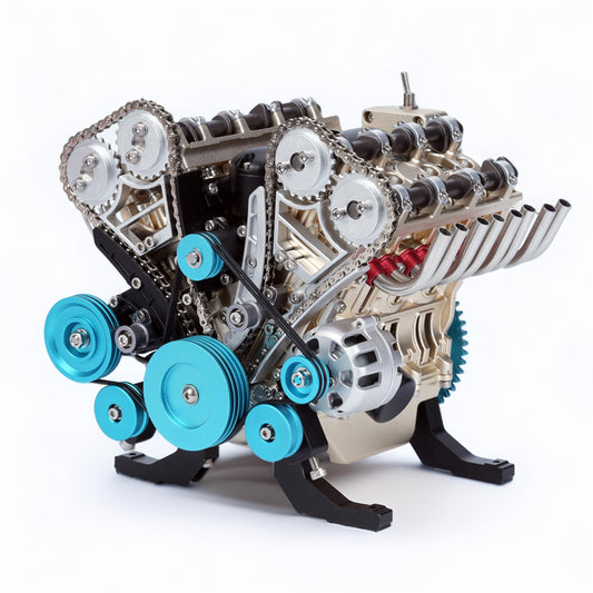 TECHING Metal V8 Engine Model Kit that Works, 500+ Pieces for Adults