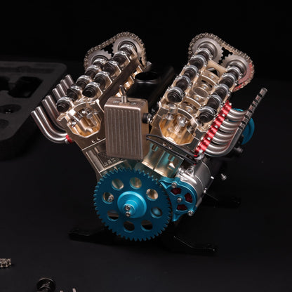 TECHING Metal V8 Engine Model Kit that Works, 500+ Pieces for Adults
