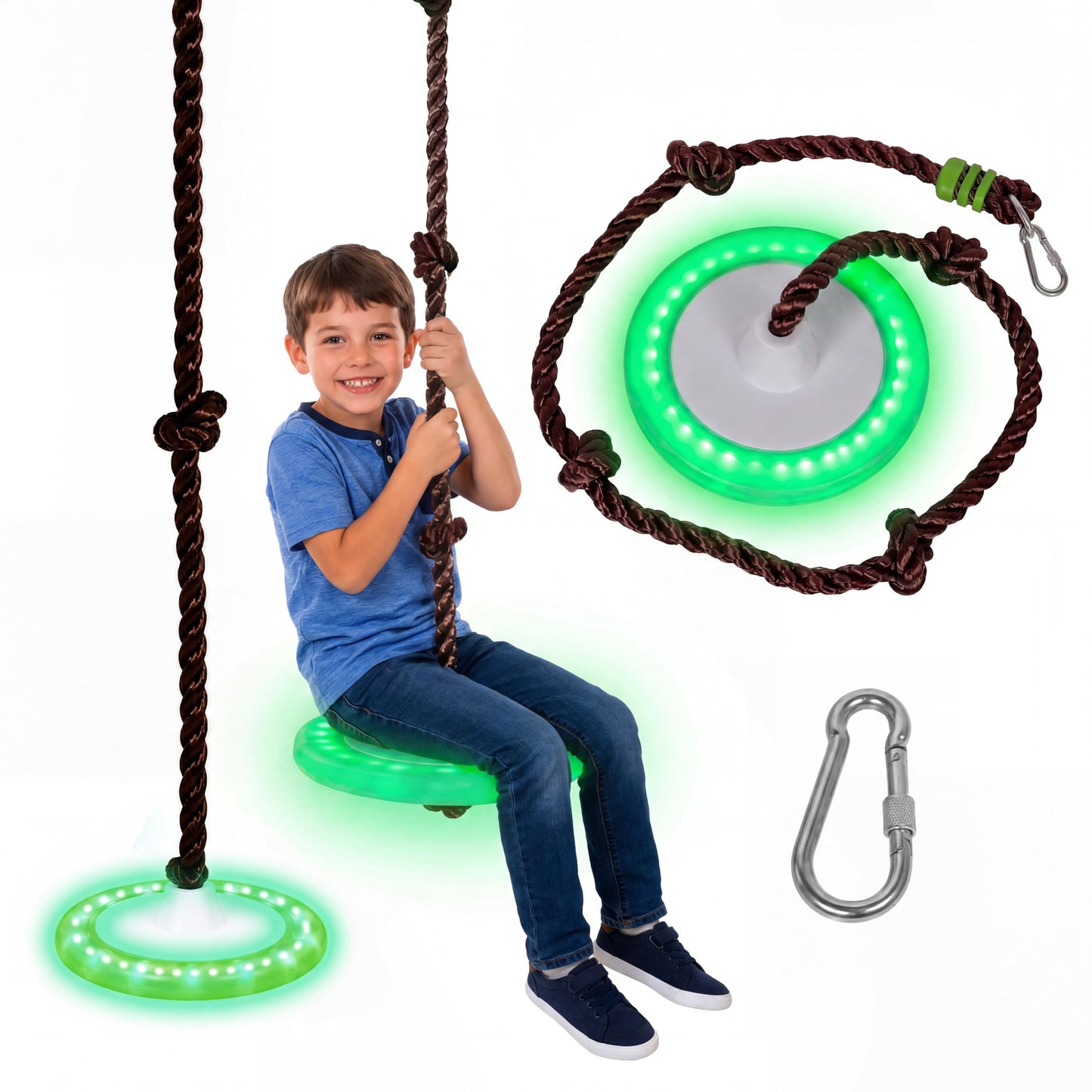 Swurfer Disco Tree Swing - Swing Sets for Backyard, Outdoor Swing, Swingset Outdoor for Kids, Easy Installation, Heavy Duty, Adjustable Climbing Rope, Weather Resistant