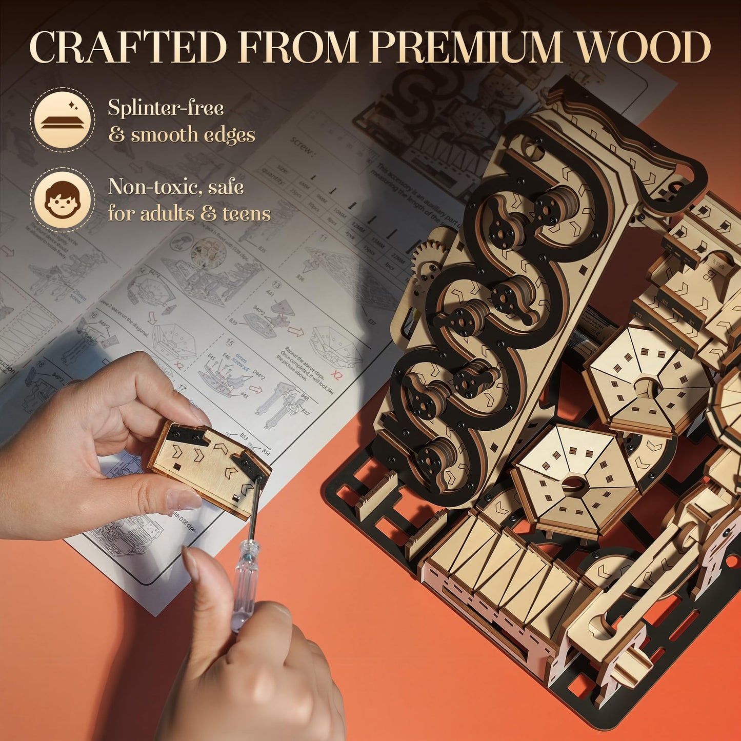 WDPINTU 3D Wooden Puzzles Marble Run