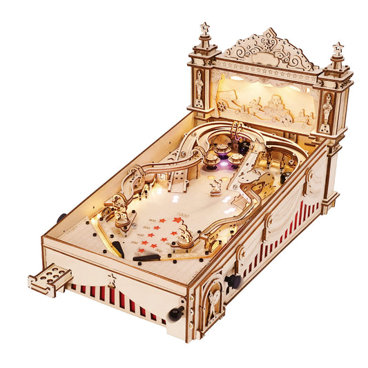 Rowood Wooden Puzzles 3D Pinball Machine Mechanical Model Wooden 3D Puzzles for Adults DIY Pinball Game Wooden Puzzle-Model Building Kits Christmas Birthday Gifts for Adult and 14+