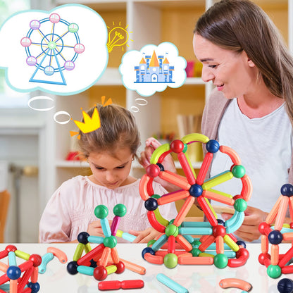 BAKAM Magnetic Building Blocks for Kids Ages 4-8, STEM Construction Toys for Boys and Girls, Large Size Magnet Sticks and Balls Game Set for Kid’s Early Educational Learning